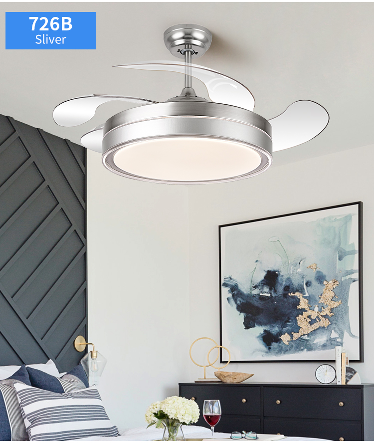 White Black Ceiling Fan With Light and Remote Control  Modern Black Led Fan Light 110V 220V 42 Inch with Light for Home Bedroom manufacture