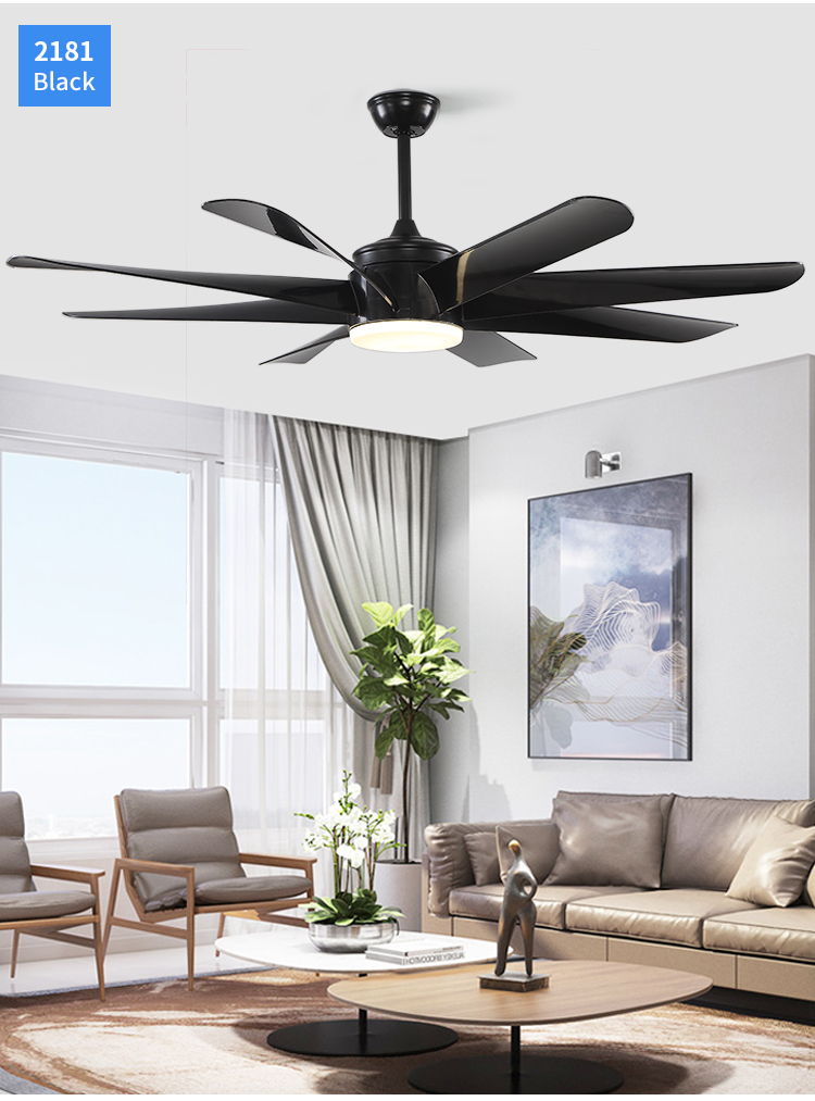 8 Blade Indoor Fan with Light Low Profile Ceiling Fan with Lights Large Modern 60 Inch Ceiling Fan with Light and Remote Control factory