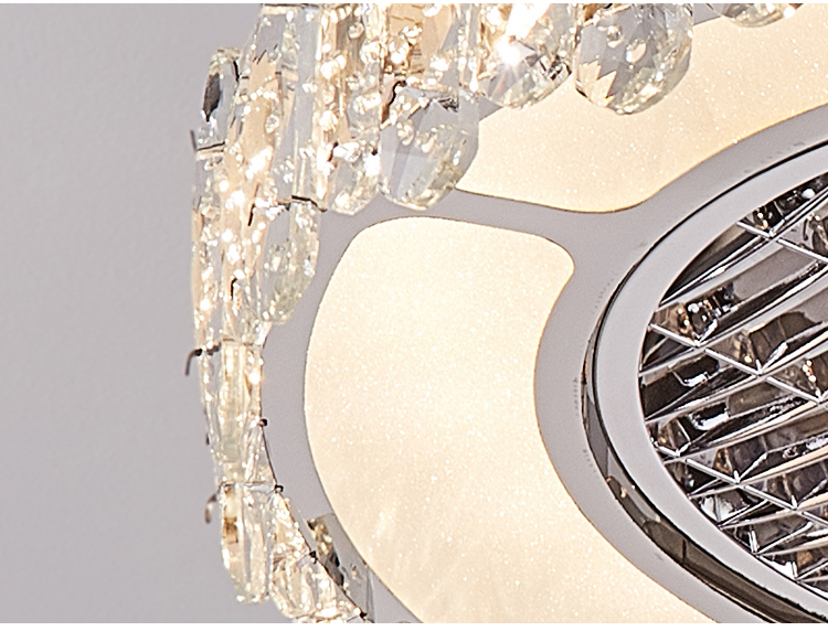 5 Shades Luxury Bedroom Led Lamp With Fan Ceiling Fan with Light Flush Mount Low Profile Crystal Caged Fan Light for Living Room supplier