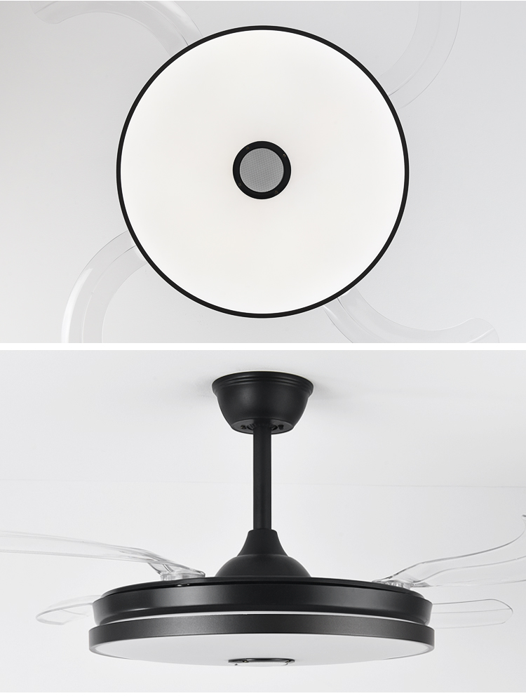 42in Black Ceiling Fan with Light and Remote Control 4 Blades Fan with Lamp 42 Inch Ceiling Fans with Lights for Bedroom manufacture