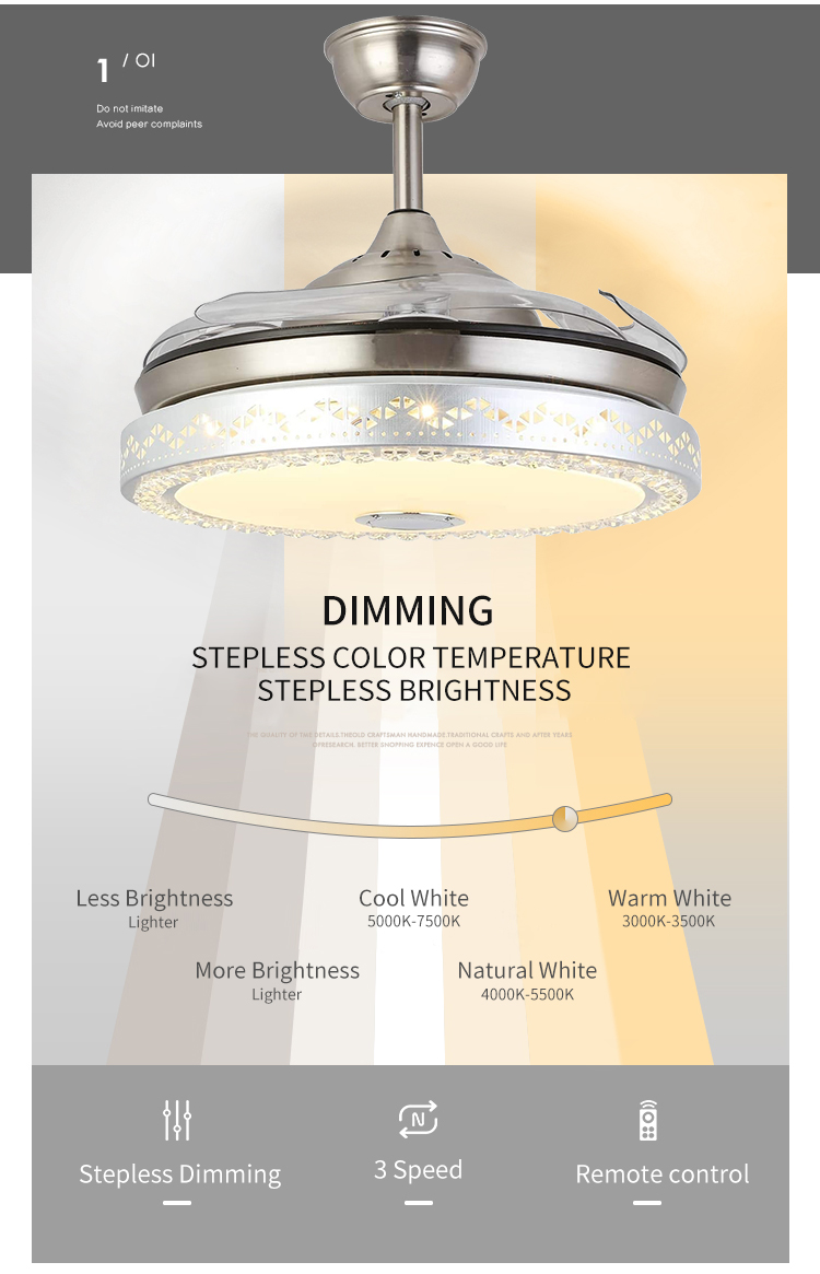 RGB LED Chandelier Ceiling Fans with Lights and Remote Chandelier Fan and Light bluetooth Music Player Chandelier Fan with Lamp details