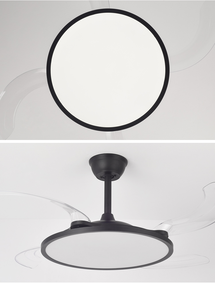 New 42in White Black Ceiling Fan with Light and Remote Control 4 Blades Fan with Lamp 42 Inch Ceiling Fan with Light for Bedroom manufacture