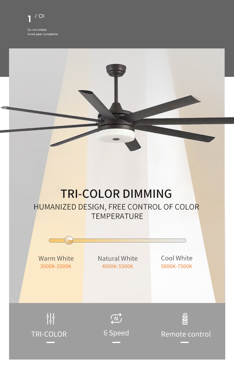 Large Indoor Fan with Light Low Profile Ceiling Fans with Lights Large Modern 60 Inch Ceiling Fan with Light and Remote Control factory