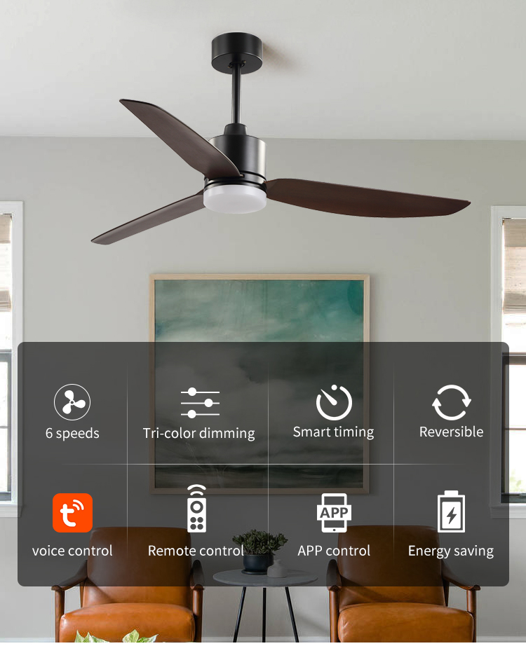 CCT Dimmable Propeller Ceiling Fan Light Minimalist Ceiling Fan with Light 3 Metal Blades Ce Rohs Fan and Light in Ceiling manufacture