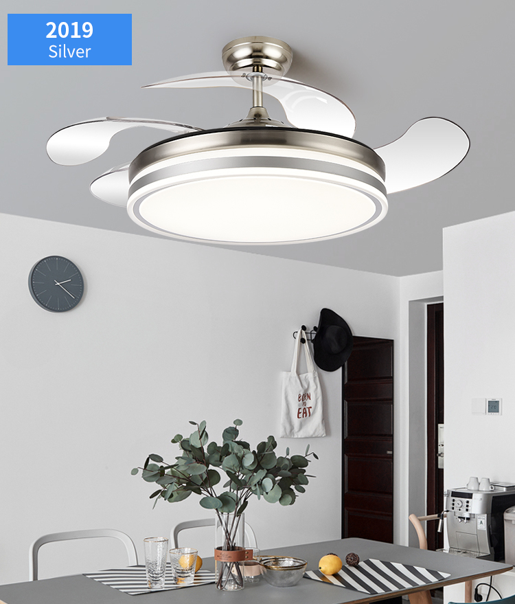Modern White Ceiling Fan with Light for Bedroom 110V 220V Fan Lamp 72w Led Ceiling Fan Light and Remote Control 3 Color Dimmable manufacture