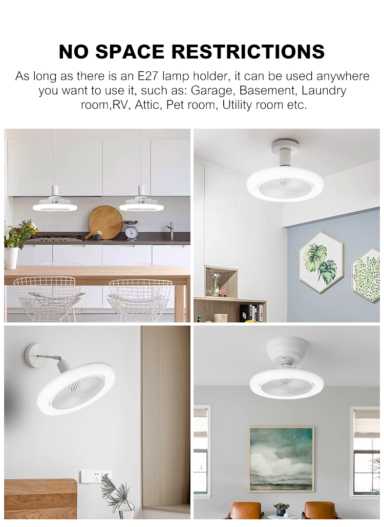 Factory Socket Fan Light Bulb Small Socket Fan Light Dimmable Screw in Socket Fan Light with Remote Control supplier