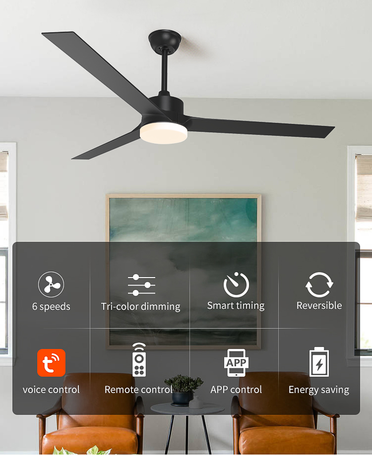Big Indoor Fan with Light Low Profile Ceiling Fans with Lights Large Modern 60 Inch Ceiling Fan with Light and Remote Control manufacture