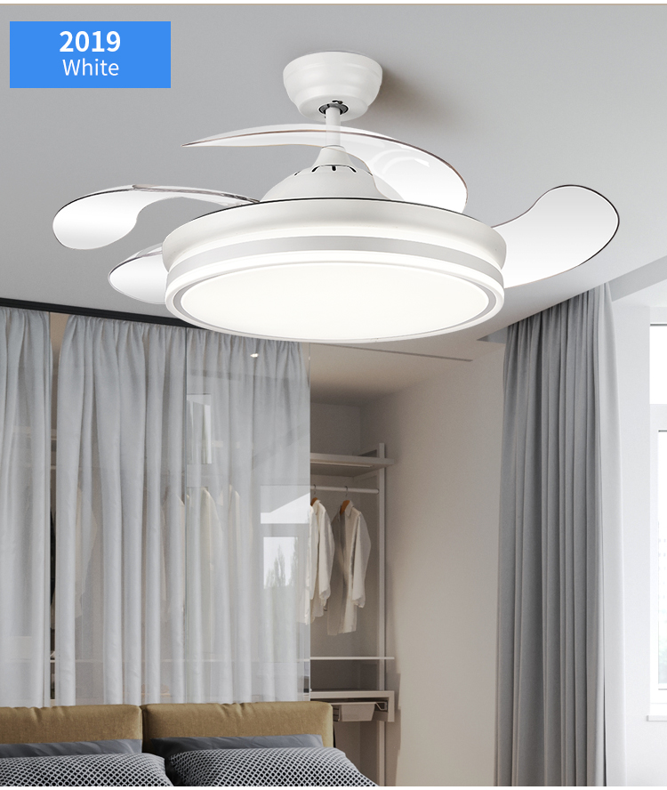 Modern White Ceiling Fan with Light for Bedroom 110V 220V Fan Lamp 72w Led Ceiling Fan Light and Remote Control 3 Color Dimmable manufacture