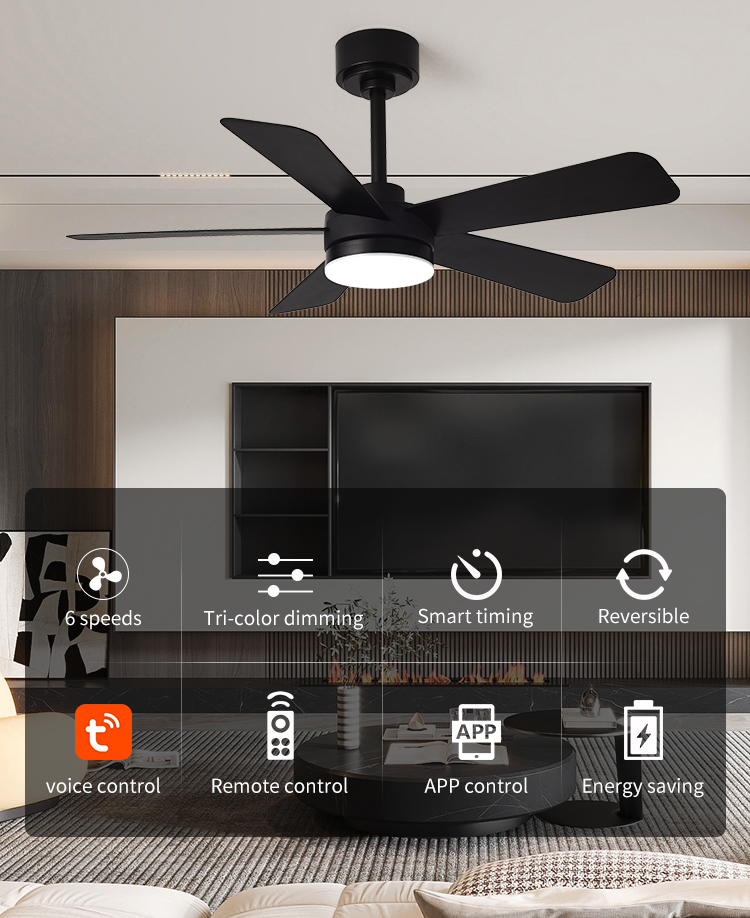 42 52 in Black Fandelier Ceiling Fan with Light Ceiling Fan Light with Remote Control Led Black Ceiling Fan Lamp for Living Room supplier