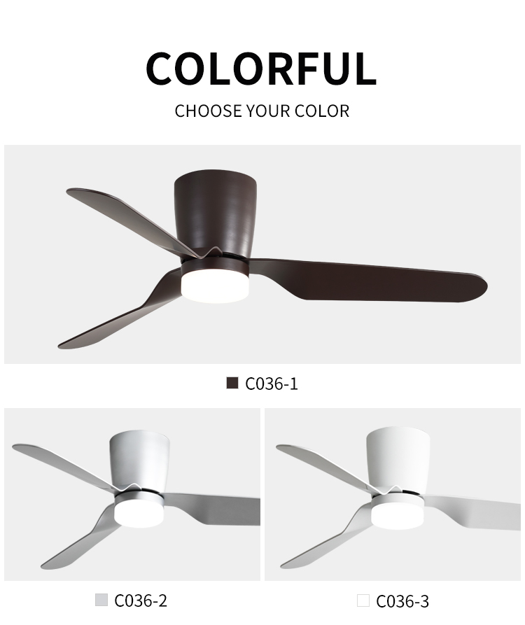 3 Blades Modern 52 Inch Low Profile Ceiling Fan with Light and Remote Flush Mount 52 Inch Led Ceiling Fan with Light and Remote supplier