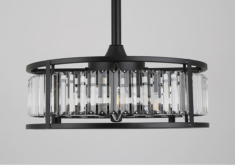 Luxury Bedroom Led Lamp With Fan Ceiling Fan with Light Downrod Flush Mount Low Profile Crystal Caged Fan Light for Living Room manufacture
