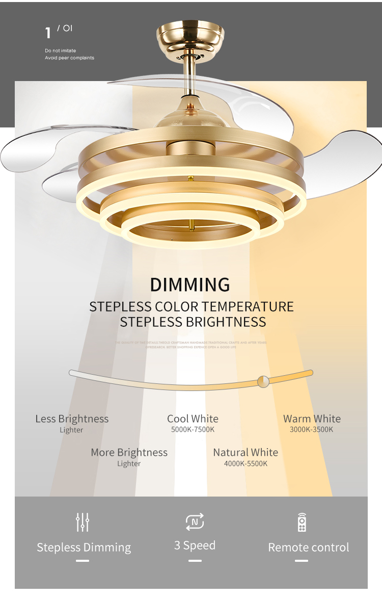 Good 220v Ceiling Fan with Led Light and Remote Control Start Order Remote Control 110v Switch and Light with Fan for Bed Room manufacture