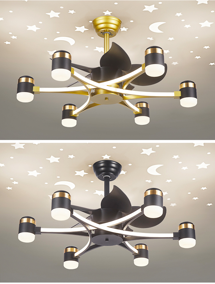 Bedroom Fan Light Ceiling Fan with Light and Remote 52 Inch White and Gold Ceiling Fan with Light for Bedroom factory