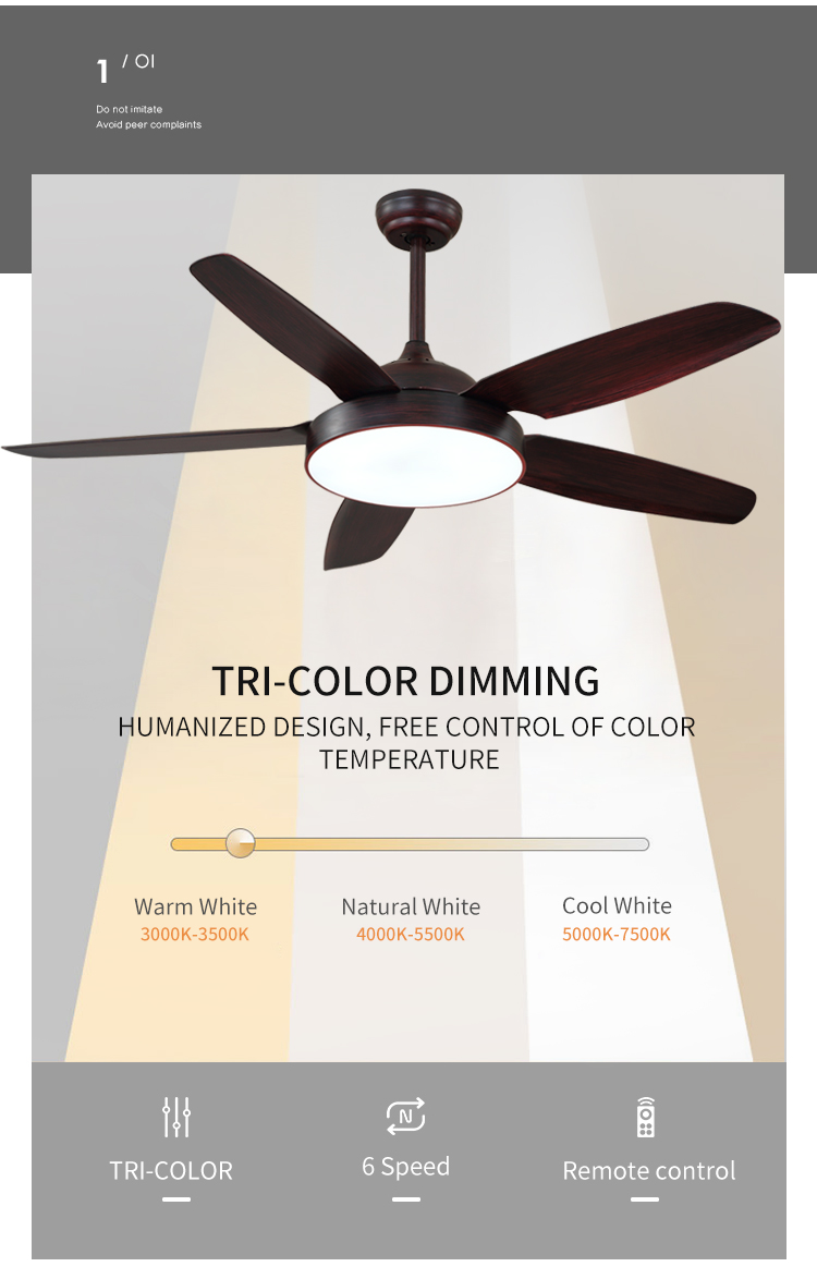 High Quality ABS 110V 220V Fan Light Indoor Ceiling Fan with Light and Remote 42 52 Inch Black Modern Wifi Ceiling Fan Light Kit supplier