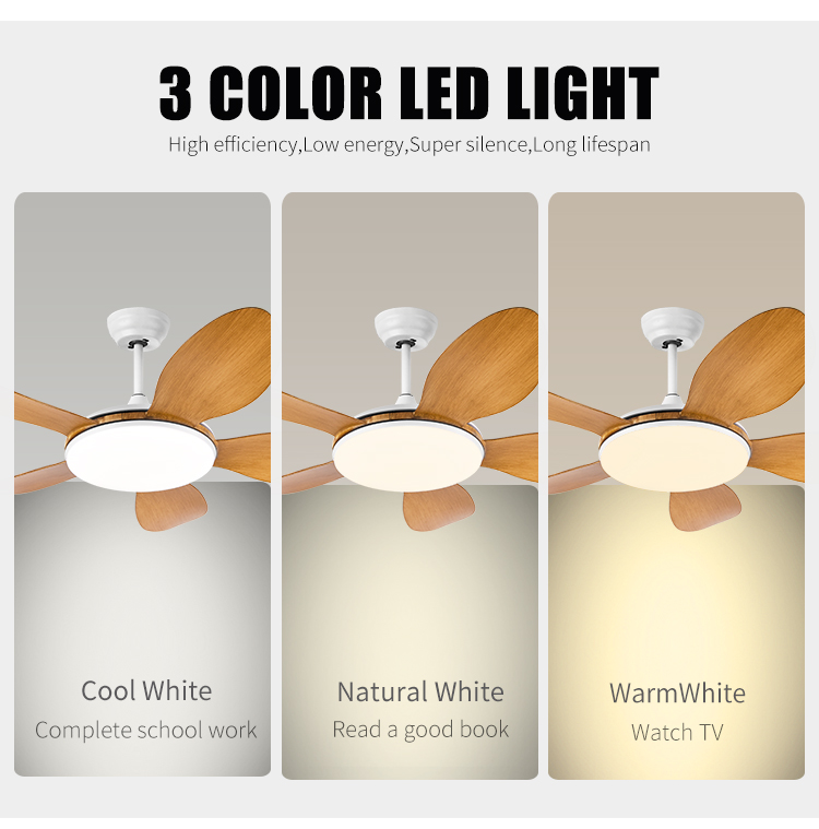 72W Flush Mount 42 in White Ceiling Fan with Light and Remote 36 42 48 52 Inch Low Profile Ceiling Fan Light and Remote Control supplier