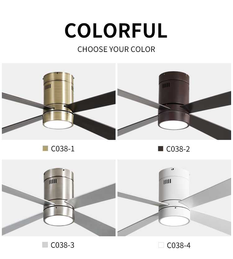 Metal Low Profile Ceiling Fans with Lights and Remote Brown Fan Lamp 52 Inch Ceiling Fans with Lights for Living Room Bedroom factory