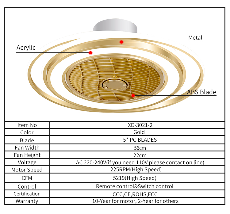 Fan Light Ceiling Fan with Light and Remote 52 Inch White and Gold Ceiling Fan with Light for Bedroom factory