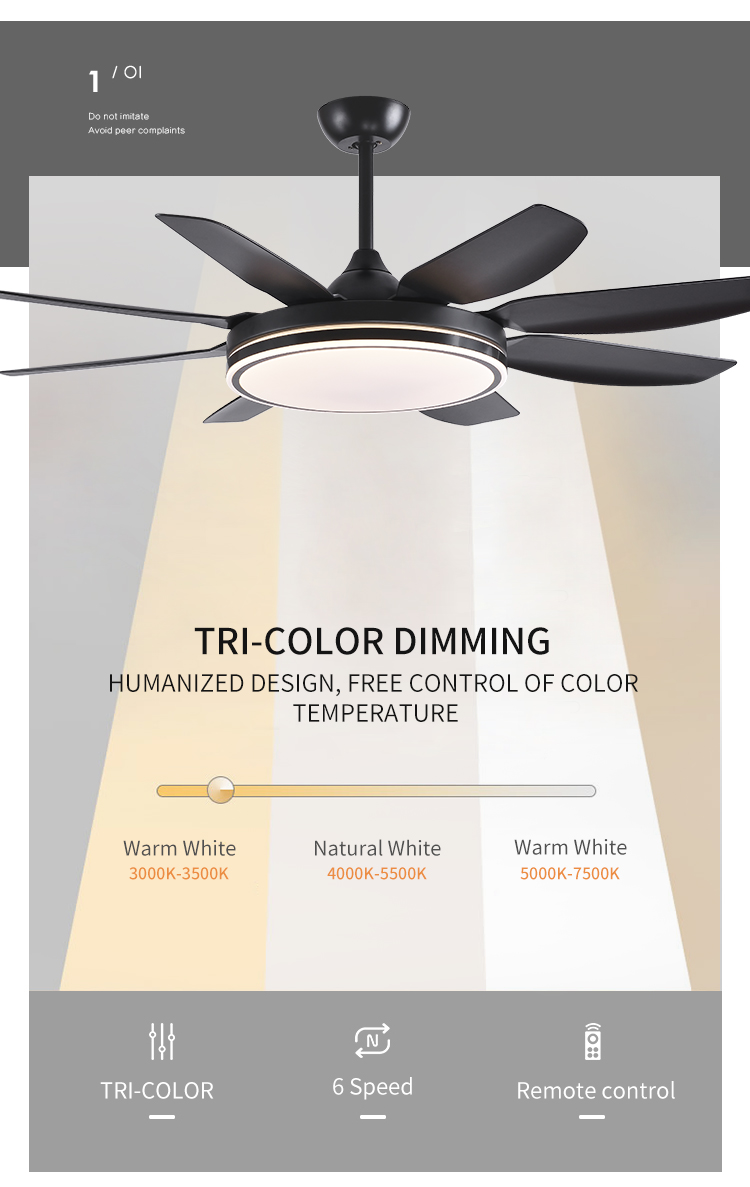 BIG 72in Black White Fandelier Ceiling Fan with Light Ceiling Fan Light with Remote Control Led Ceiling Fan Lamp for Living Room factory