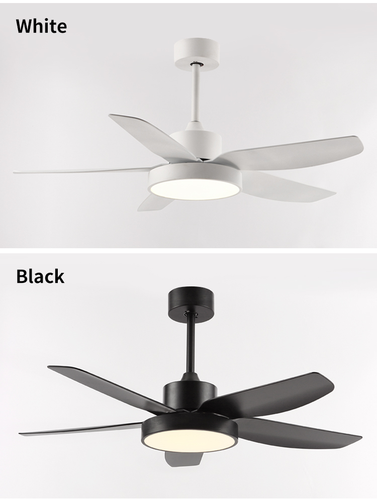 Flush Mount White Indoor Ceiling Fans with Light and Remote 42 46 52 54 Inch Black Modern Wifi Ceiling Fan Light Kit for Bedroom manufacture