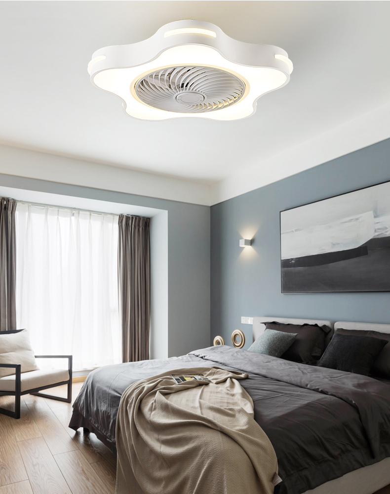 White Ceiling Fan with Light Fixture Low Profile Ceiling Fans with Light and Remote Control Ceiling Fans with Lights for Bedroom manufacture