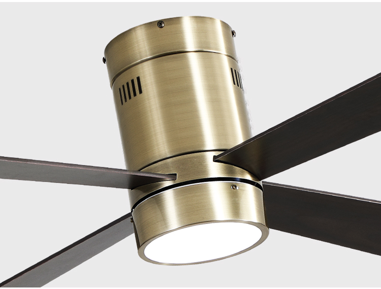 Metal Low Profile Ceiling Fans with Lights and Remote Brown Fan Lamp 52 Inch Ceiling Fans with Lights for Living Room Bedroom manufacture