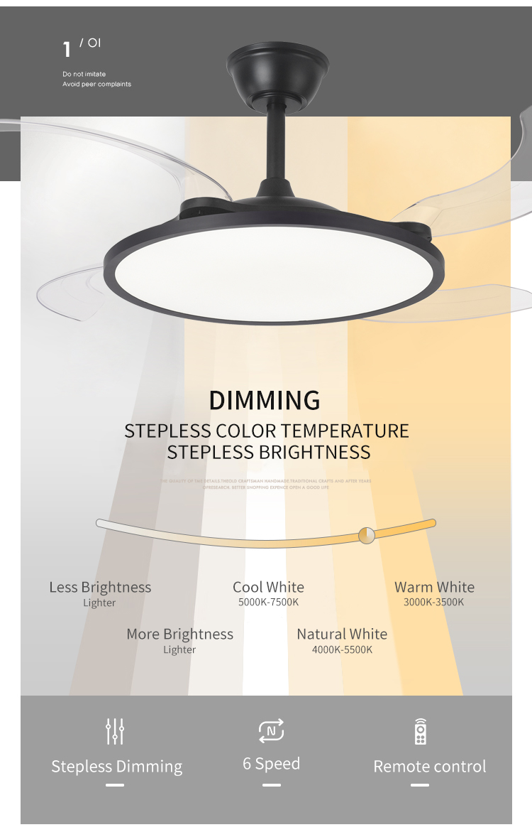 New 42in White Black Ceiling Fan with Light and Remote Control 4 Blades Fan with Lamp 42 Inch Ceiling Fan with Light for Bedroom details