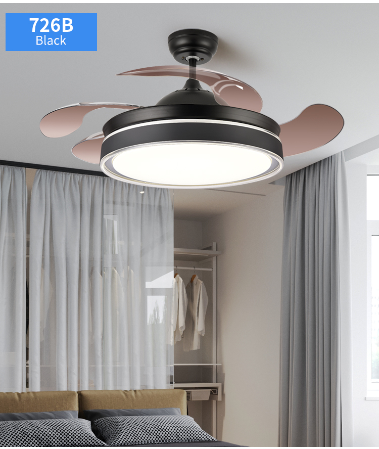 White Black Ceiling Fan With Light and Remote Control  Modern Black Led Fan Light 110V 220V 42 Inch with Light for Home Bedroom details