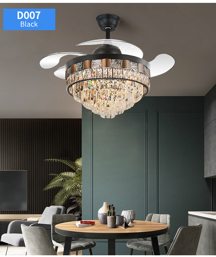 Y113 Crystal Chandelier Fan with 42inch with Remote Control Ceiling Fans with Crystal Chandeliers manufacture