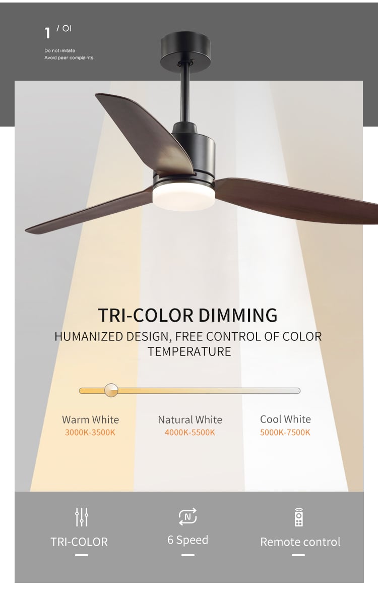 CCT Dimmable Propeller Ceiling Fan Light Minimalist Ceiling Fan with Light 3 Metal Blades Ce Rohs Fan and Light in Ceiling supplier