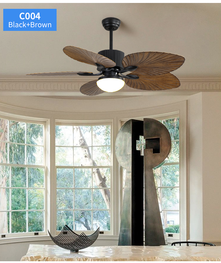 Hot Selling Tropical Ceiling Fan with Light Low Profile Ceiling Fan with Light Wood Blades Fan with Light and Remote details