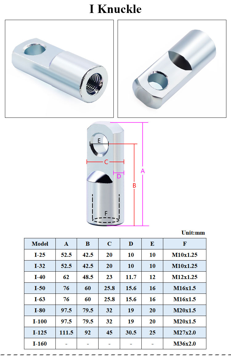 SC Series I/Y/U/F/CA/CB/LB/FA Bore 32mm/40mm/50mm/63mm/80mm/100mm/125mm 160mm Air Pneumatic Cylinder Accessories manufacture