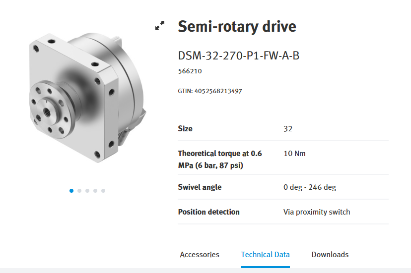 DSM-32-270-P1-FW-A-B 566210 Semi-Rotary Drive Cylinder Rotary Table Actuator details