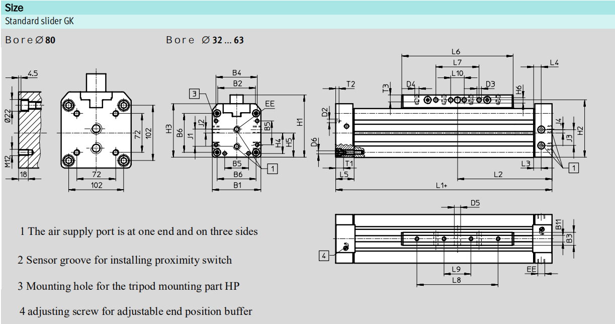Linear Drive DGC Rodless Cylinder DGC-K/DGP-32-1000 1050 1100 1200 PPV supplier