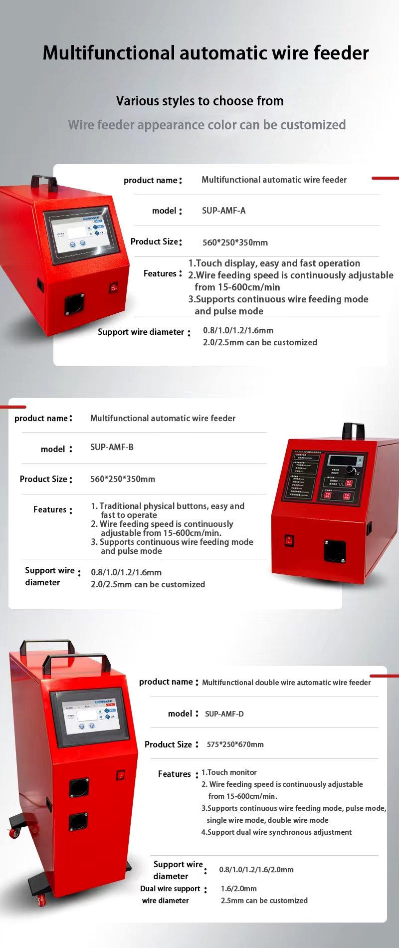 SUP Multifunctional Double Wire Automatic Wire Feeder supplier