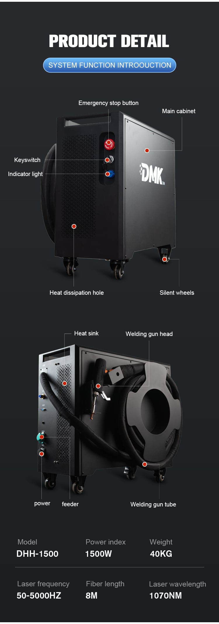 1500W Air-cooled Iron Shell Handheld Laser Welder details