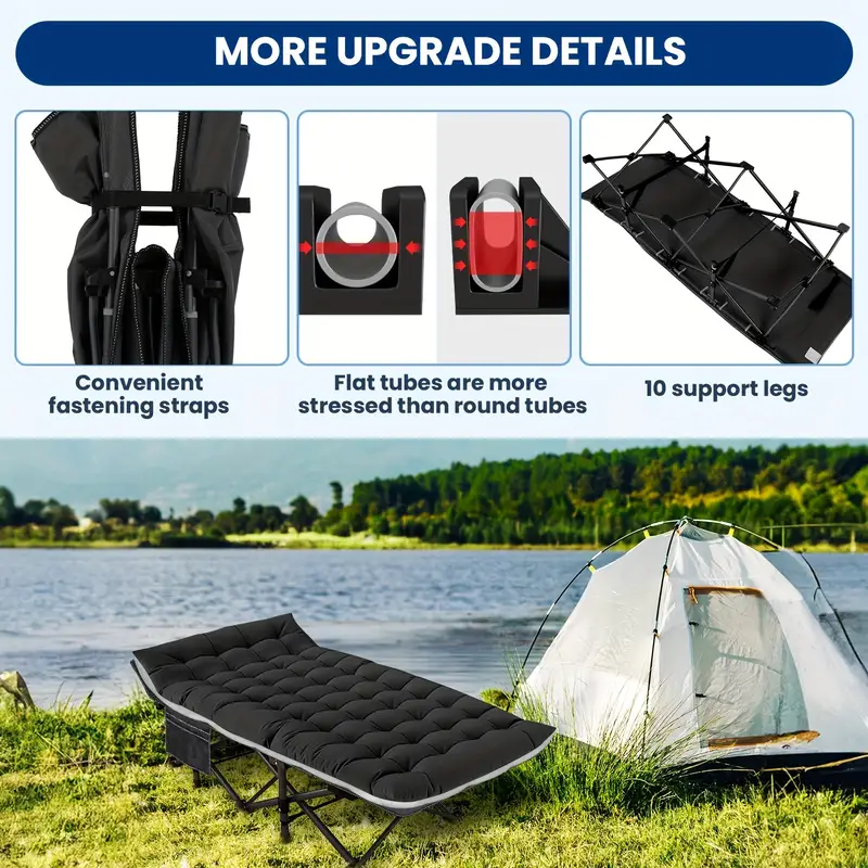 High Quality Camping Equipment Metal Folding Bed Travel Beds Fold Away Oxford Adults Camping Bed Foldable for Outdoor manufacture