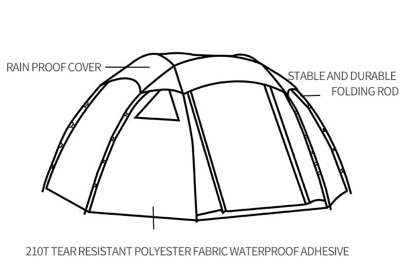 Outdoor 210t Anti Tear Seams Dome Ball Tent Waterproof Windproof Hiking Beach Layer Black Out Camping Clamping Tent Black Tent details
