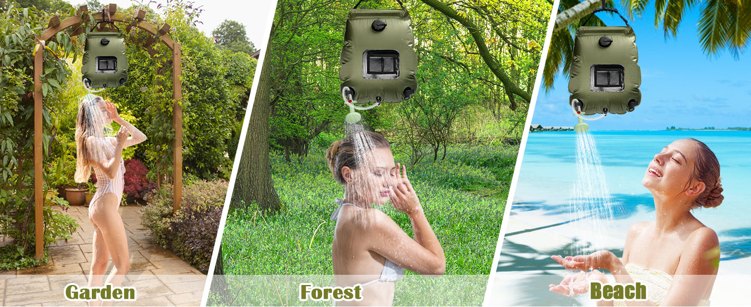 20l Hanging Shower Tote Bag Pvc Portable Outdoor Travel Solar Camping Shower Bag With Removable Hose Switchable Shower Head manufacture