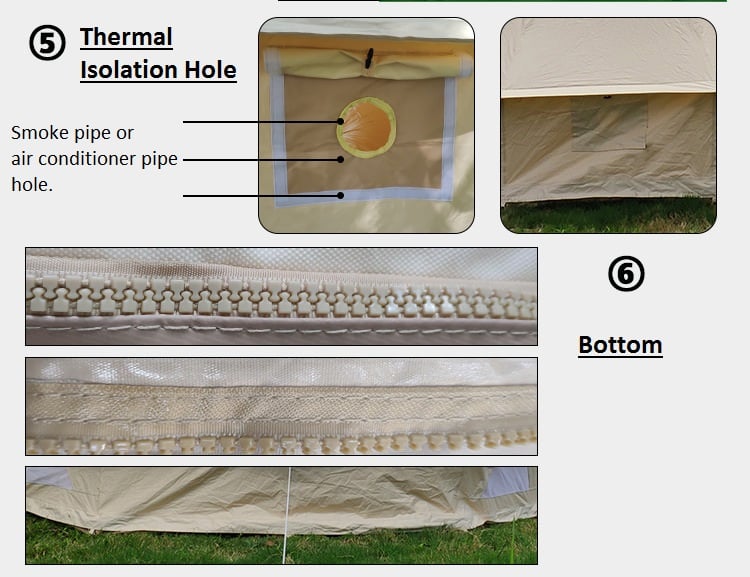 Outdoor Large Yurt Bell Tent 5m 6m Glamping Luxury 4-season Waterproof Cotton Canvas Bell Tent details