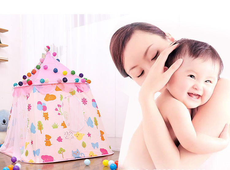 product indoor and outdoor use foldable children hexagon dream tent bed for kid play castle yurt playhouse cartoon cute-4