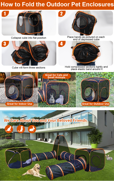 Factory Wholesale Custom 4-In-1 6-In-1 Outdoor Pet Playpen Cat Enclosures House Tent With Tunnels Cat Tent Portable Pet Tent manufacture