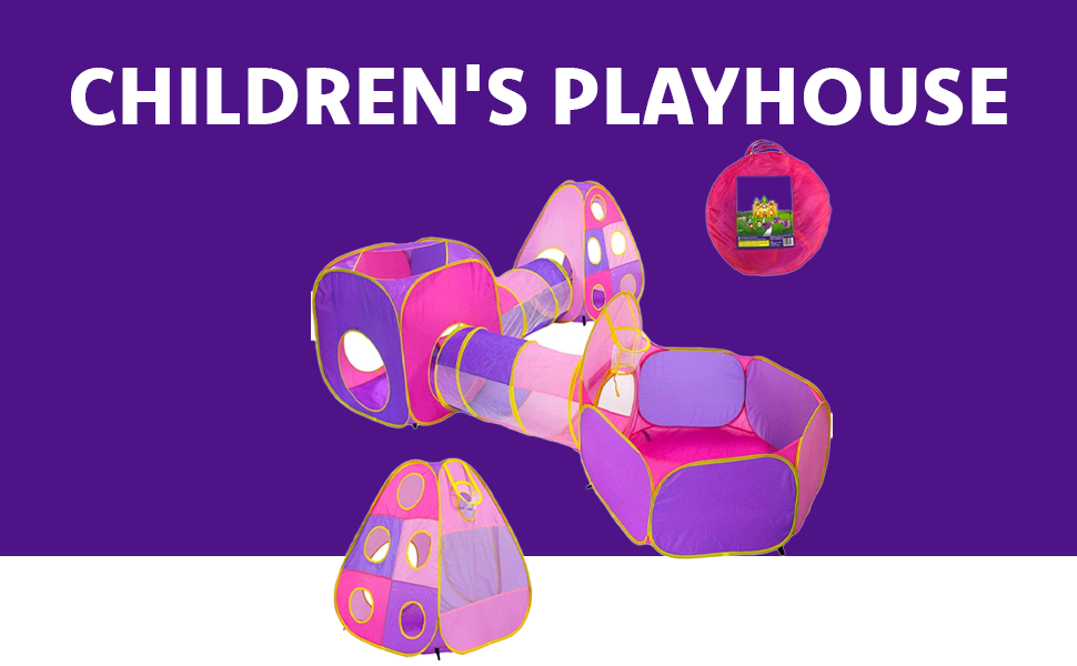 Playhouse Popup Tent Canopy Girls Boys Castle Hide N Side 5pc Kids Ball Pit Tents and Tunnels Play Tunnel Tent for Children manufacture
