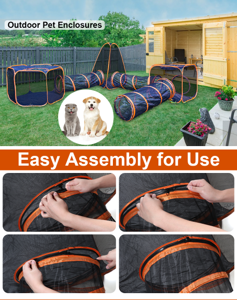 Factory Wholesale Custom 4-In-1 6-In-1 Outdoor Pet Playpen Cat Enclosures House Tent With Tunnels Cat Tent Portable Pet Tent supplier