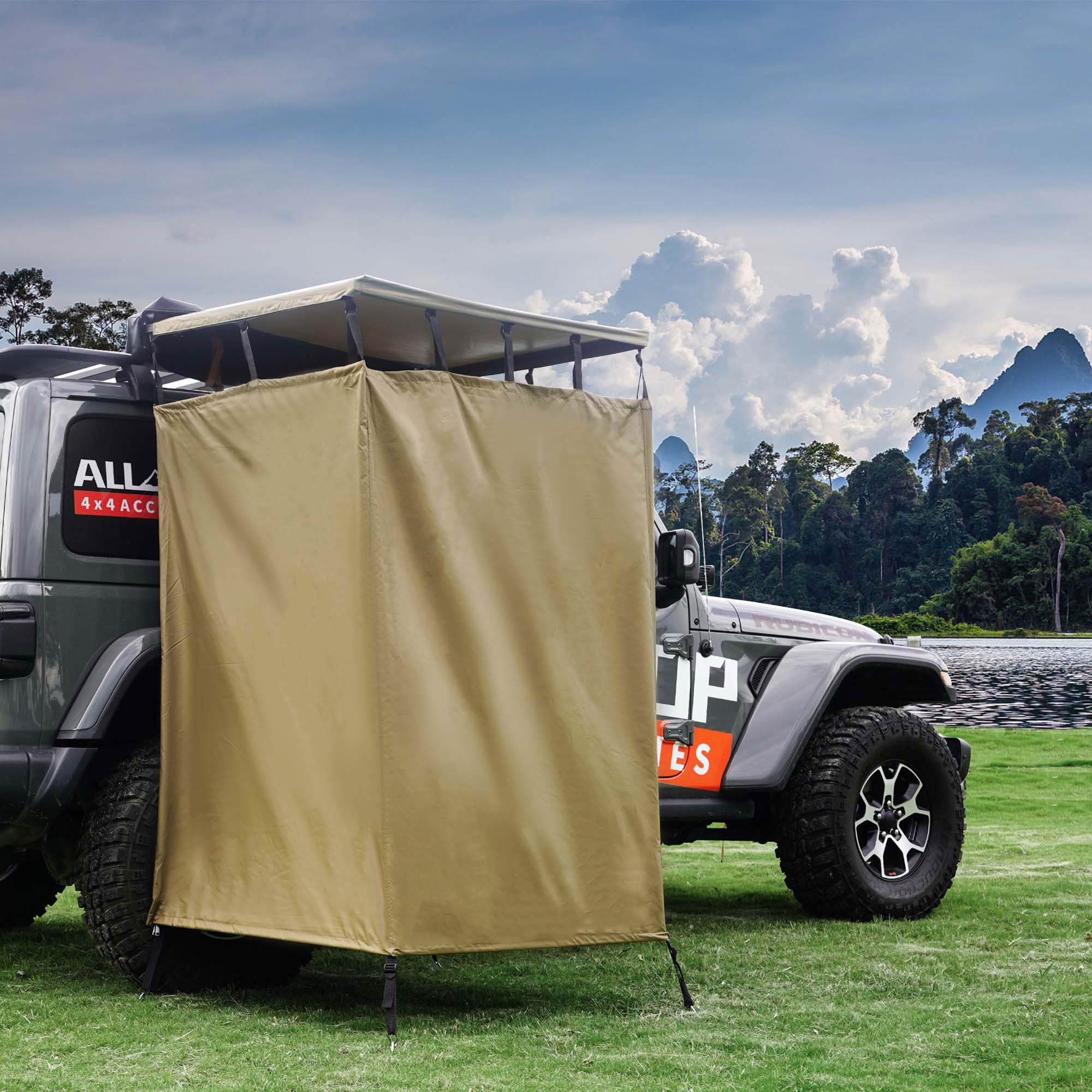 2023 Outdoor Best Selling Covered All Round Offroad Shower Tent Car Side Shower Tent With Led Light Suitable All Car Heights factory