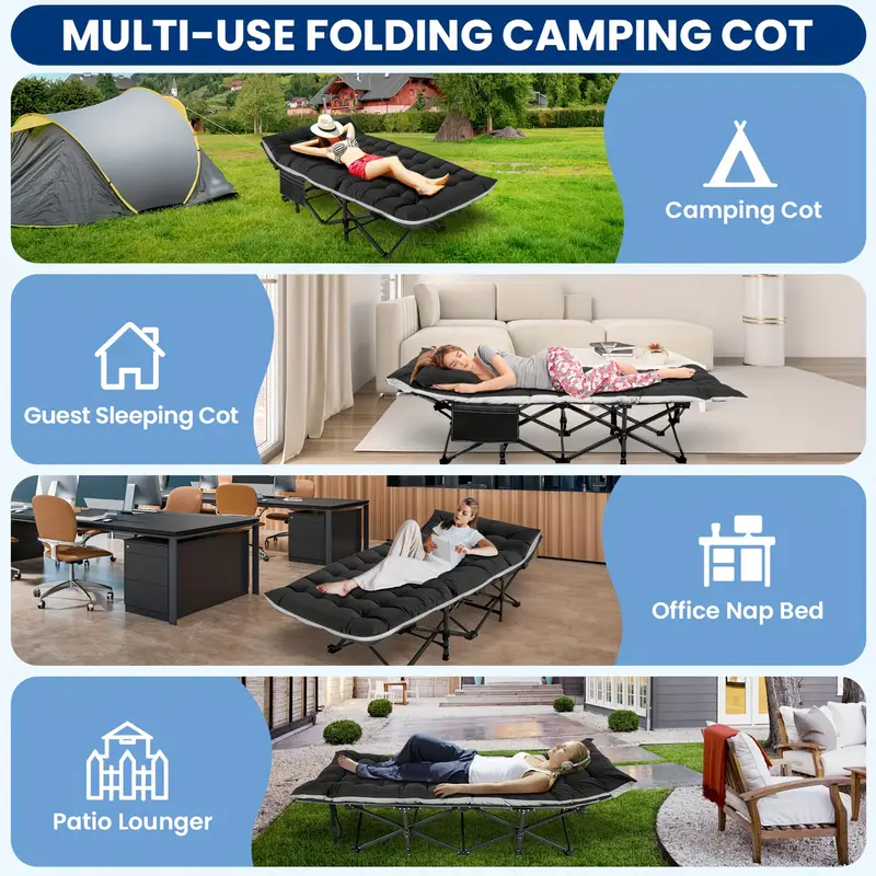 High Quality Camping Equipment Metal Folding Bed Travel Beds Fold Away Oxford Adults Camping Bed Foldable for Outdoor supplier