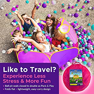 Playhouse Popup Tent Canopy Girls Boys Castle Hide N Side 5pc Kids Ball Pit Tents and Tunnels Play Tunnel Tent for Children details