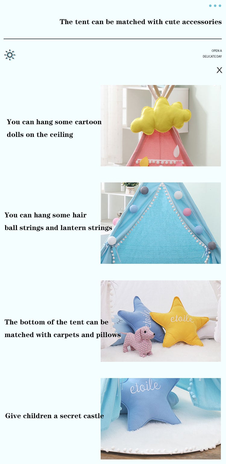 CE New Style Wholesale Portable Foldable Indian Teepee Kid Castle Tent Cheap Price Children Tents for Small Kids to Play details