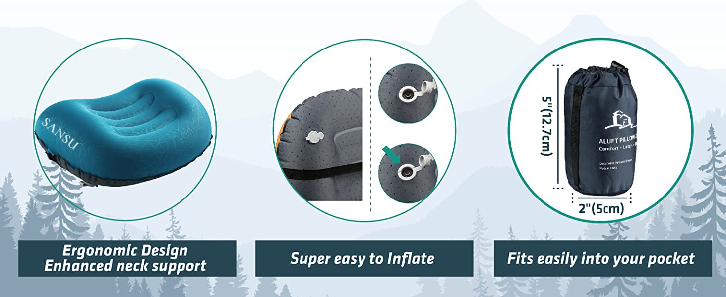 Ultralight Inflatable Camping Travel Pillow Compressible Waterproof Outdoor Pillows for Sleeping Woven TPU Fabric Air 4 Season manufacture