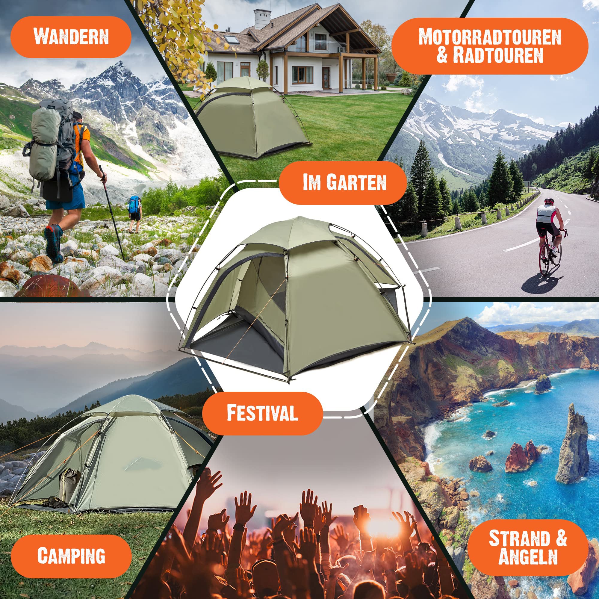 Custom Outdoor Waterproof Ultralight Trekking Tent Outdoor Camping Tents Backpacking Lightweight Two Doors 2 Room Tents 2 Person manufacture