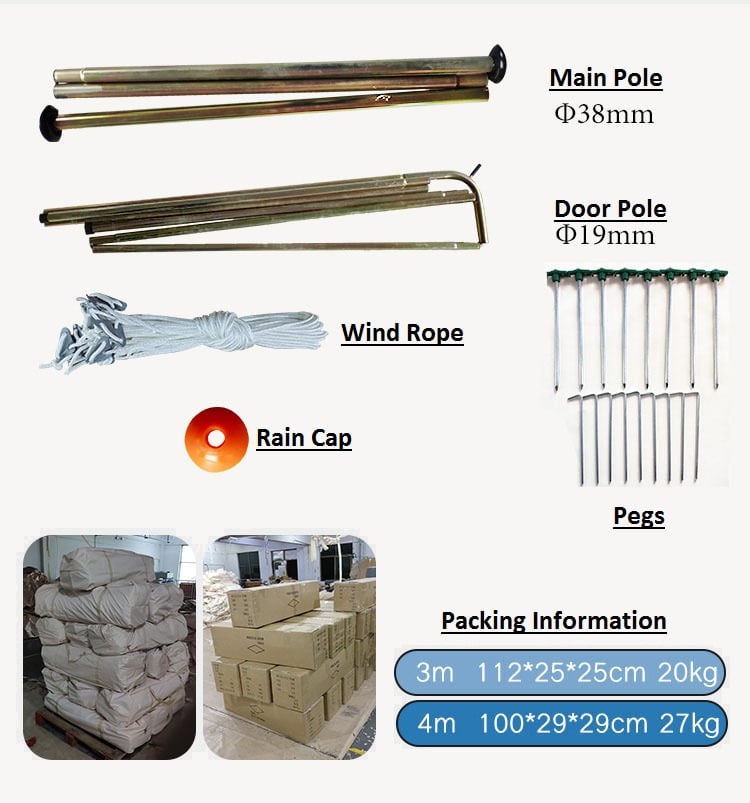 Outdoor Large Yurt Bell Tent 5m 6m Glamping Luxury 4-season Waterproof Cotton Canvas Bell Tent details